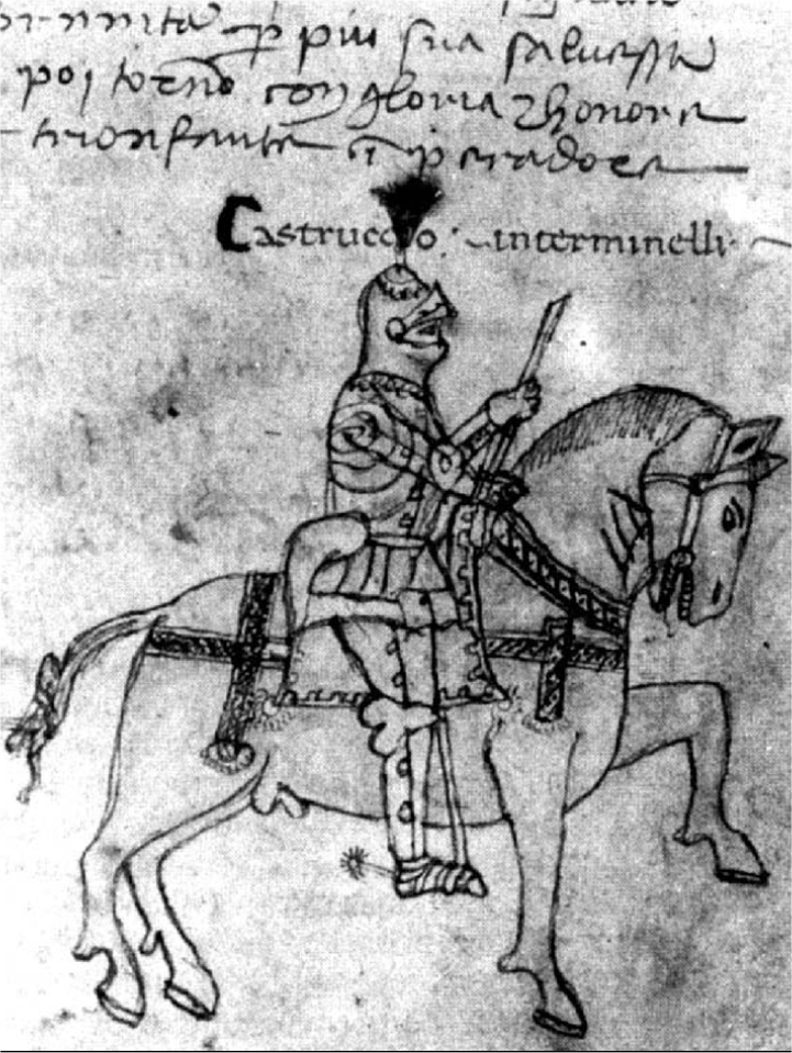 Miniatura di Castruccio a cavallo