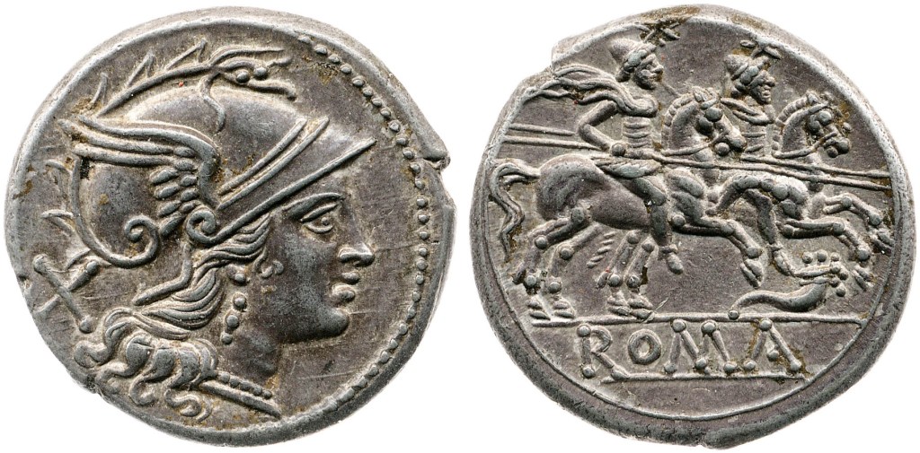 Denario coi Dioscuri