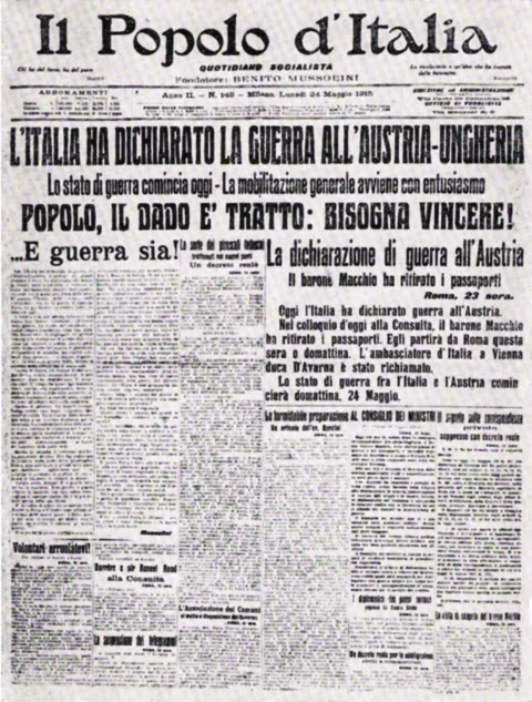 Prima pagina Popolo d'Italia